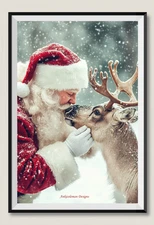 Santa's Reindeer 2 DIY Chart Counted Cross Stitch Patterns Needlework DMC Color