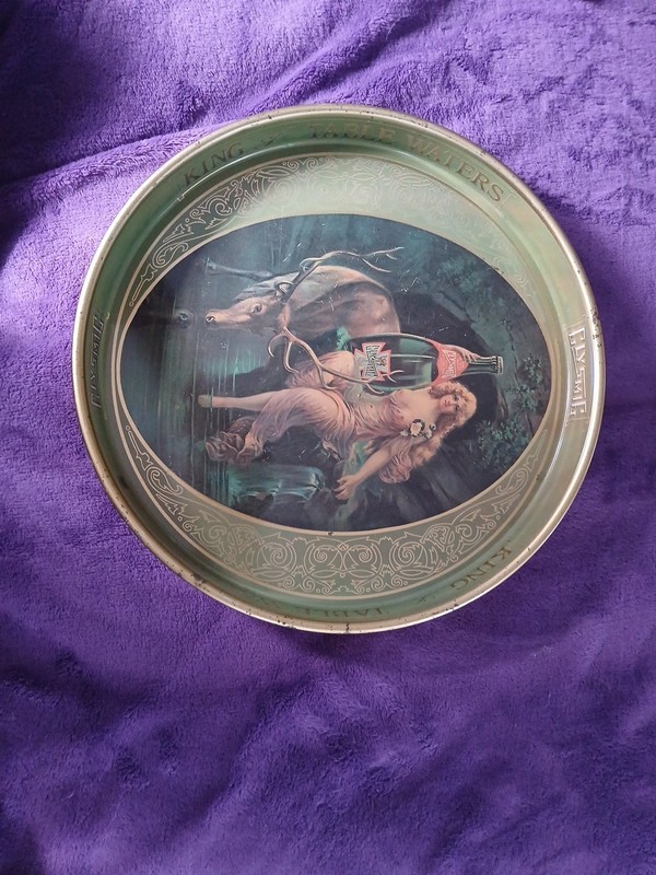 Vintage Clysmic King Of Table Waters 14" Metal Serving Tray