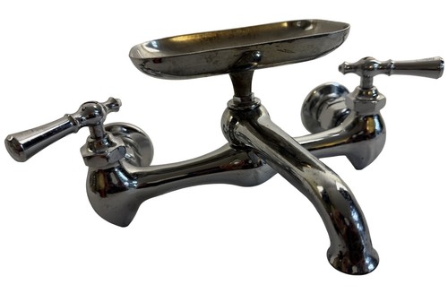 VP1010 Antique c1920 Wolverine Nickel Plated Brass Wall Mount Farm Sink Fixture