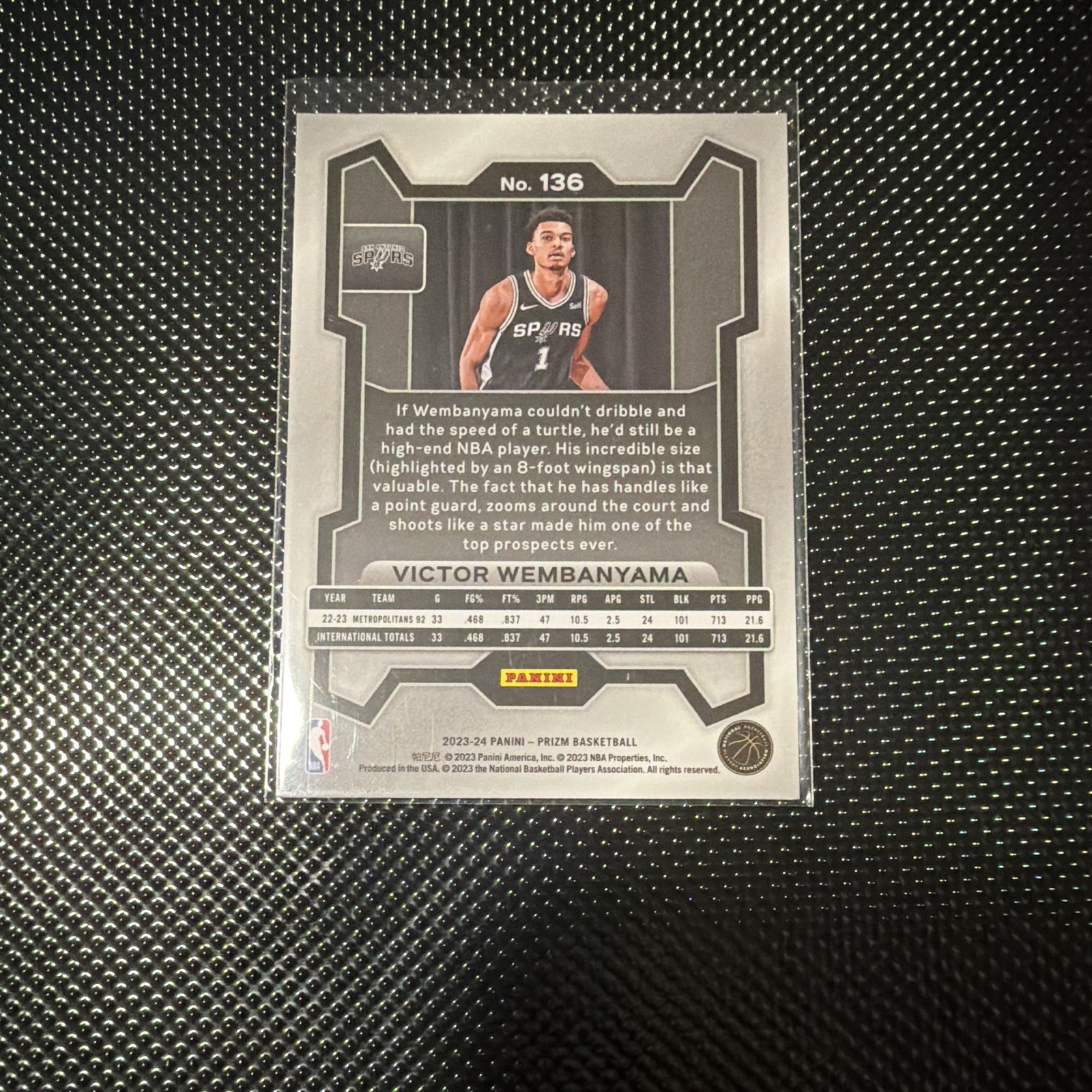 Panini 2023-24 Prizm Victor Wembanyama RC Base Set #136 Spurs Basketball view 2