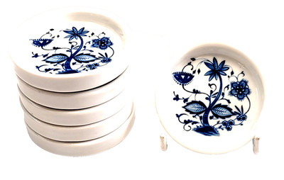 VTG Blue Onion 6 Butter Pats  Zwiebelmuster Kahla Porcelain Germany