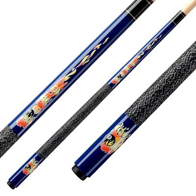 Kinderqueue Pool Queue Classic ''Flames'' blau 2- teilig 123 cm Billiard Billard 