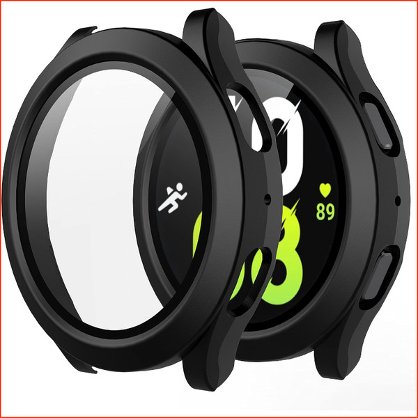 SchutzhüLle Hard Pc Mit GehäRtetem Glas FüR Galaxy Watch 4 5 44Mm Schwarz 2-image