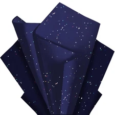 Blue Glitter Tissue Paper for Gift Bags 36 Sheets 14x20 Inch - Recyclable Wra...