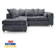Grey Corner Sofa  & FREE FOOTSTOOL-Left Hand Corner Sofa Right Hand Corner Couch