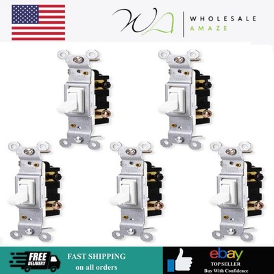 GE Grounding Toggle Switch 5 Pack Single Pole In-Wall On/Off Switch | 15 Amp |