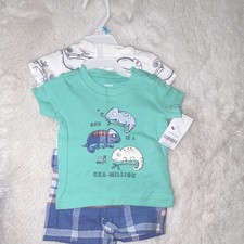 Carter's Boys 6 Months 3-Piece Chameleon Shorts Set Tee Bodysuit Shorts