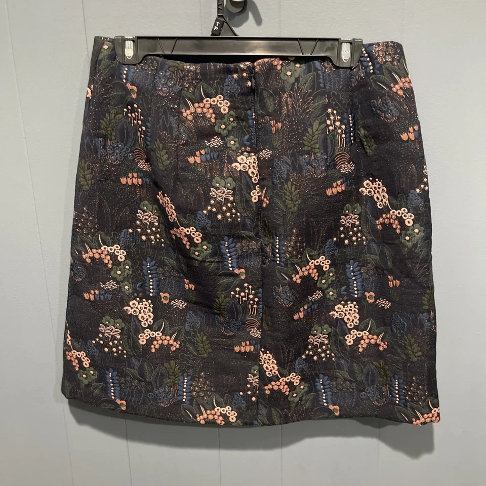 Ann Taylor Womens Metallic Skirt Size 8 Floral Foto 2 de 4
