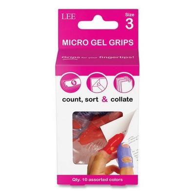LEE 61030 Size 3 Tippi Micro-Gel Fingertip Grips - XS, Assorted (10/Pack) New