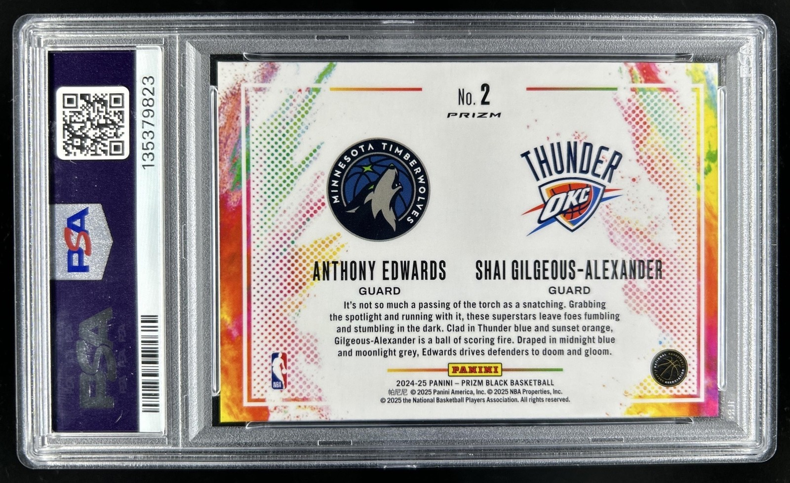 2024-25 Prizm Black Anthony Edwards Shai Gilgeous-Alexander Color Blast PSA 10 view 2