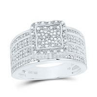 925 Sterlingsilber Echt Diamant Klaster 3D 4 Blatt Blumen Cocktail Ring 1/2 Ct