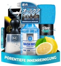 Soft99 Wash Mist 300 ml + Reinigungspinsel + Ultra Soft Tuch Innenraum-Set