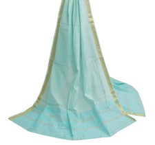 Sushila Vintage Sky Blue Indian Dupatta 100 Pure Cotton Woven Long Stole Hijab