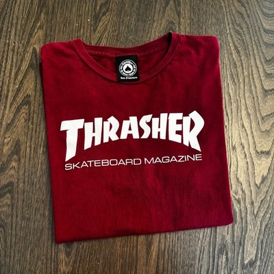 Thrasher Skateboard Magazine Burgundy Logo T-Shirt Men's M Red Cotton Skate Tee