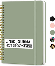 Lined Spiral Journal Notebook for Women  Men, 140 Pages, College Ruled Hardcove