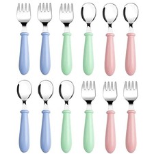12 Pieces Toddler Utensils Kids Silverware Set Baby Forks and Spoons,