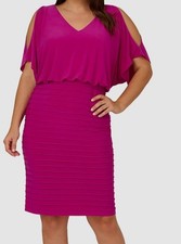 Adrianna Papell Women Purple Pintucked Beaded Cold-Shoulder Dress Plus Sz 20W