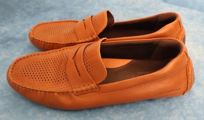 COLE HAHN Grand Series Laser Penny Driver British Tan/Java Shoes Loafers 9.5M #2