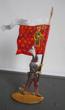 Figura piatta in metallo dipinto a mano statuina in latta di soldato portabandiera 30 mm