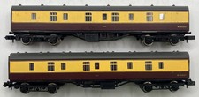 2x Graham Farish N 0775 BR Crimson & Cream Mk1 57' BG Full Brake Coaches W80657