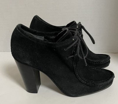 Ralph Lauren SAMARA Y2K Black Lace Up Chukka Style Block High Heel Shoes Size 6B