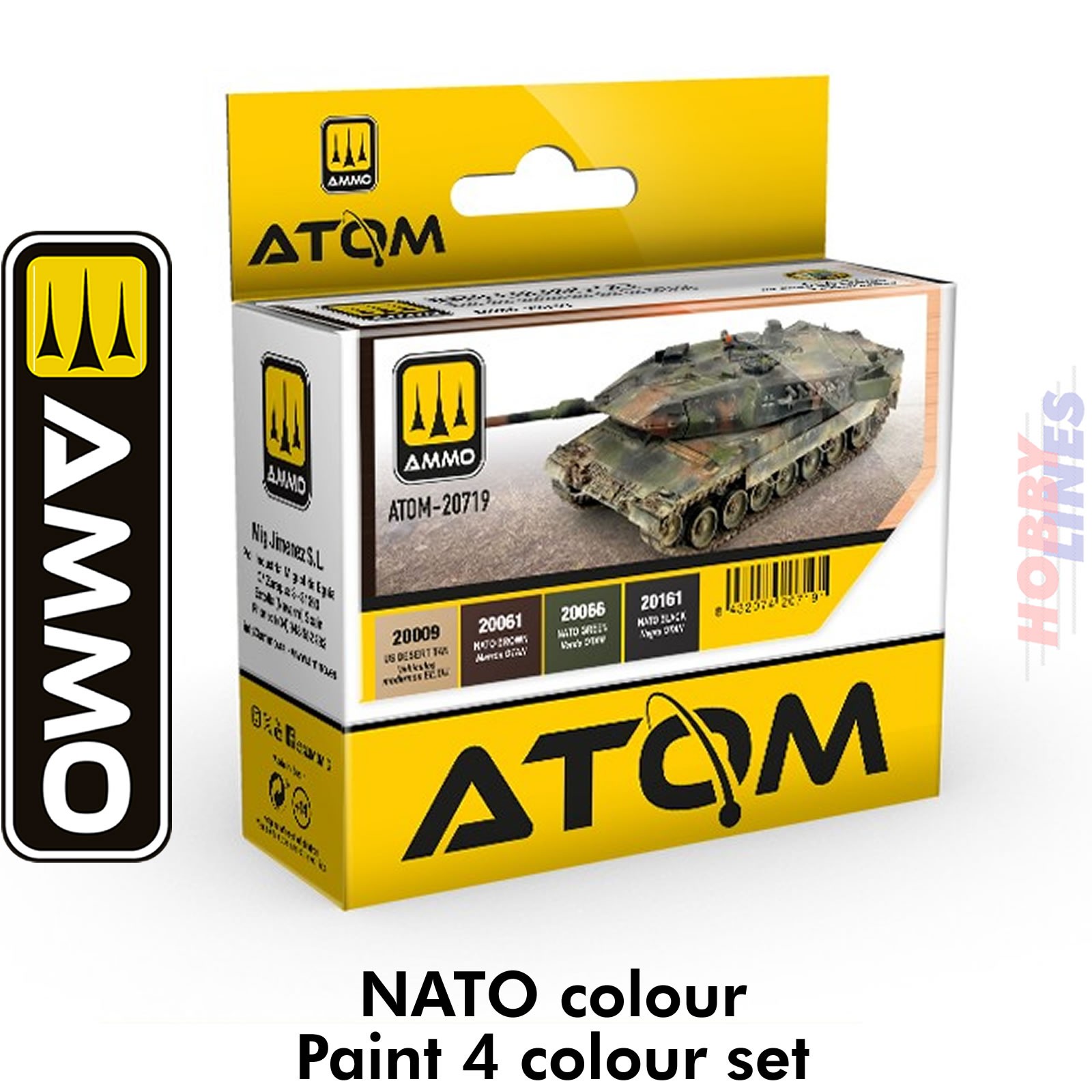 NATO Colour paint set 4 colours 20ml ATOM Acrylic AMMO Mig Jimenez 20719
