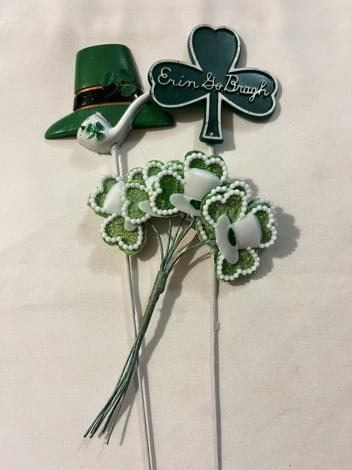 Vtg St Patrick's Day Planter Corsage Floral Picks Shamrocks & More eBay