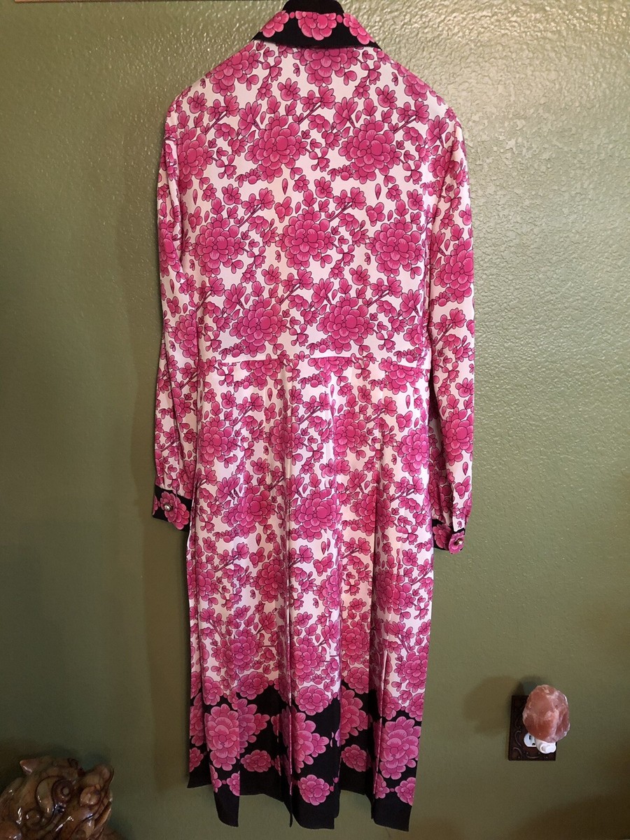 100% Authentic GUCCI Porcelain Floral Print Silk Dress with Pussy Bow  $3950+Tax | eBay