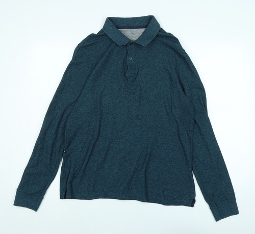 Marks and Spencer Herren Polo Blau Baumwolle Größe S Kragen Knopf