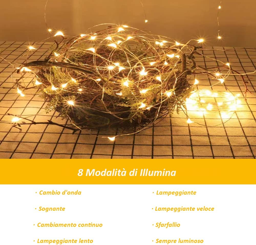 Luci Catena Luminose Con 8 Modalità Di Illuminazione, Luci Natale Impermeabile - Foto 3 di 16