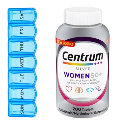 Centrum Silver Womens 50 Plus Vitamins, Multivitamin supplement, 200 Ct + Pill P