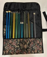 Knitting Needles Lof Of 12 Pairs W/Storage Organiser Wrap Mix Short And Long