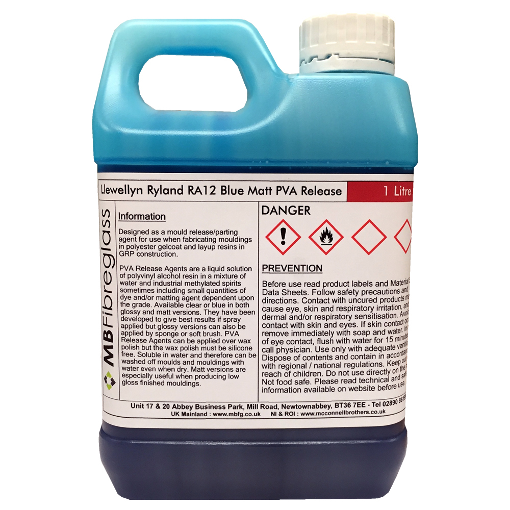 Polycraft RA12 (Llewellyn Ryland) PVA Blue Matt Release Agent - 1 Litre