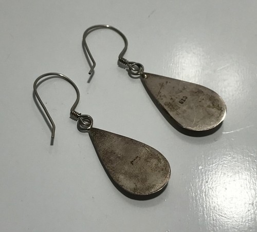Vintage Sterling Silver Hollow Shadow Box Dangle Teardrop Earrings - Picture 9 of 13