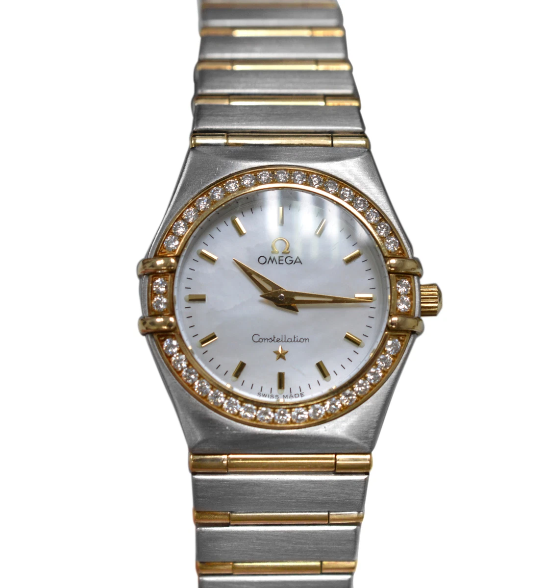 Omega Constellation 895.1201 Diamonds Full Bar MOP 18k Gold Steel