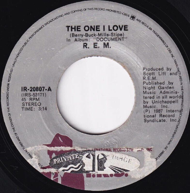 Philippines R.E.M. The One I Love / Maps And Legends 45 rpm Vinyl Record - Image 2 of 4