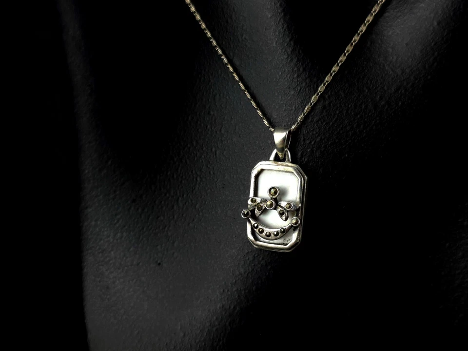 Anhänger Silber 925 Perlmutt weiß Markasit Kette - glitzernd & schimmernd - Bild 3 von 4