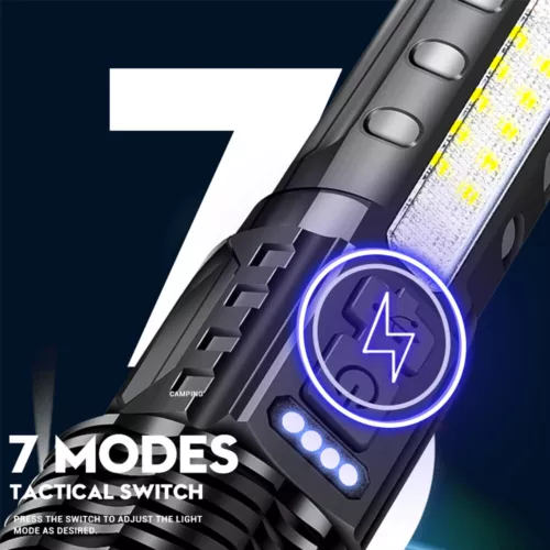 Linterna táctica LED súper brillante de 1000000 lúmenes recargable con zoom 7 modos - Imagen 7 de 40