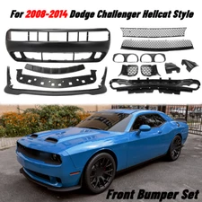 Front Bumper Cover w/Grille Kit Hellcat Style SRT For Dodge Challenger 2008-2014