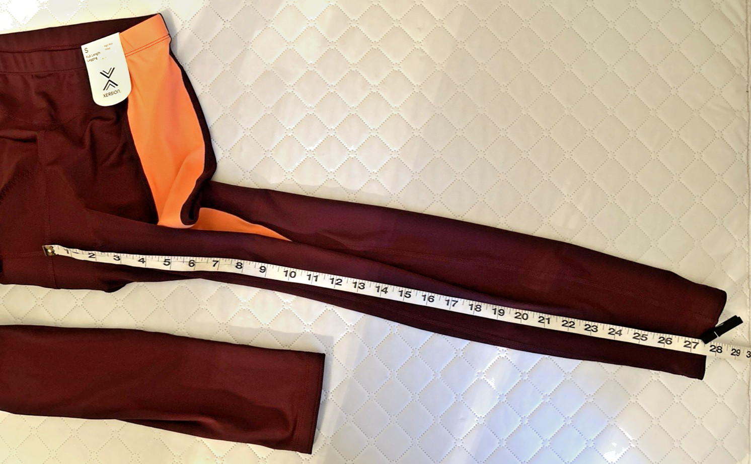 Xersion Padded Cycling Leggings Full Length High Rise Women Small Maroon UPF NWT