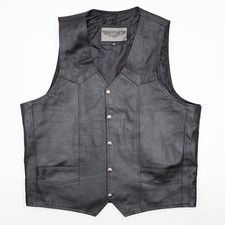 Dream Apparel Men  s Black Genuine Leather Conceal Carry Lined Vest Size 52