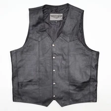 Dream Apparel Men’s Black Genuine Leather Conceal Carry Lined Vest Size 52