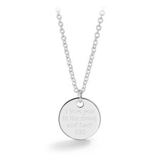 I Love You To The Moon And Back Round Tag Pendant Necklace - 925 Sterling Silver