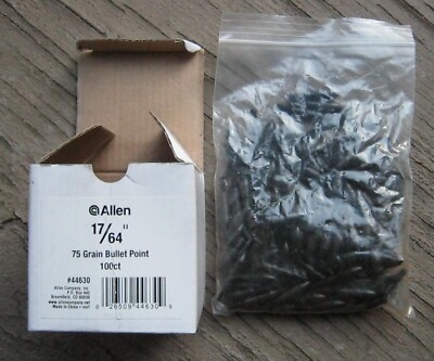 ALLEN BULLET POINT 100 COUNT 17/64'' 75 GRAIN 44630 ARCHERY TARGET PRACTICE, NEW