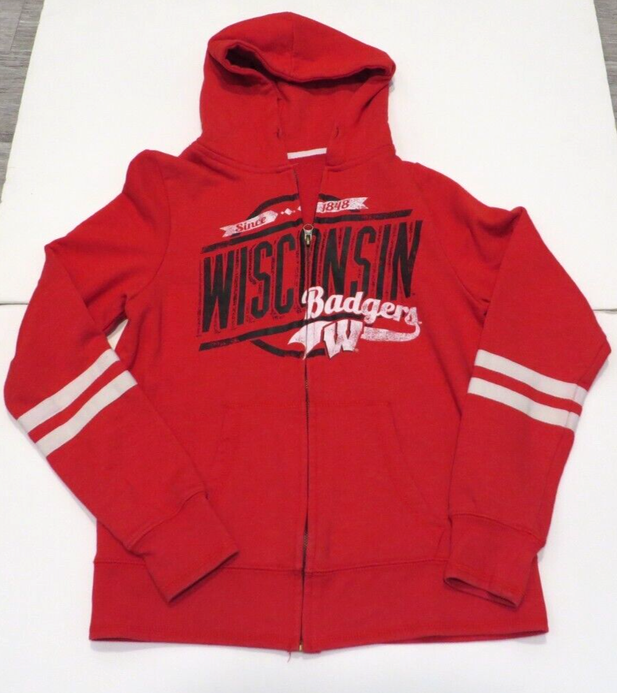 WISCONSIN BADGERS Women's Size Small Red Full Zip Wisconsin Badger Hoodie