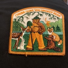 VTG I Think I Love You Smokey Bear Iron On Patch
