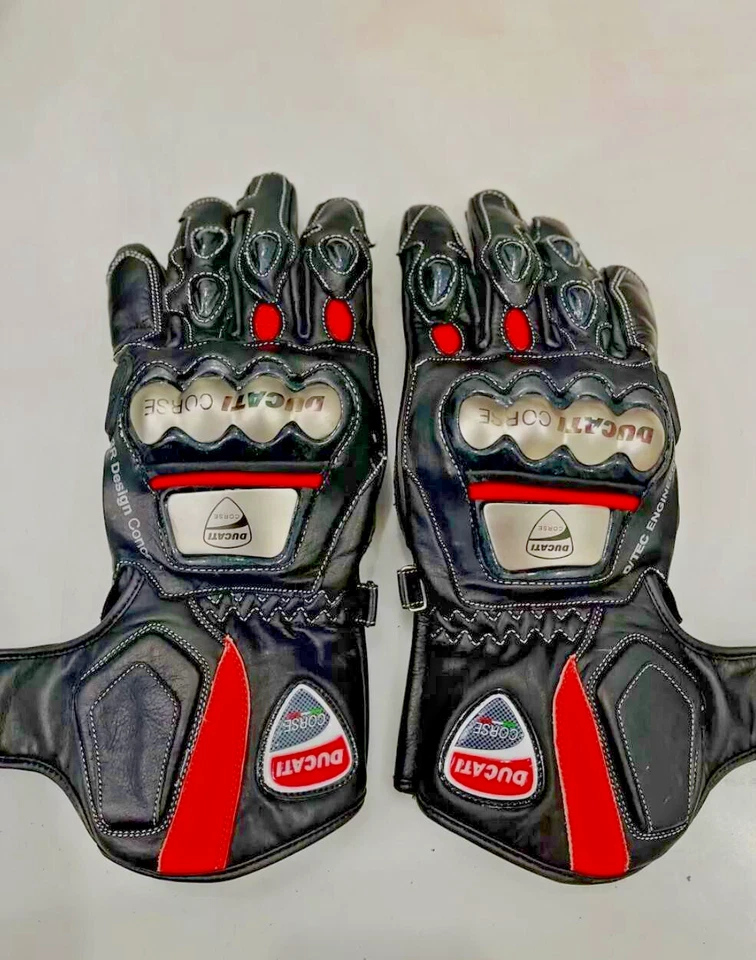 Ducati Corse Motorcycle Motorbike Racing Leather Gloves USA - Image 2 of 3