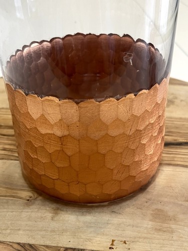 Decanter per bevande Fitz & Floyd design a nido d'ape fondo rame vetro trasparente, usato in ottime condizioni - Foto 7 di 9