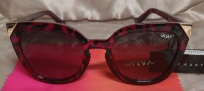 Quay Australia Noosa Metal CatEye Pink Tortoise/Smoke Lens Sunglasses Brand New!