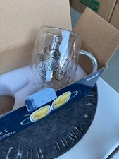 Joy Jolt Disney Mickey Mouse/Pluto Double Wall Aroma Glass Mug 1 • 4 5/8"H